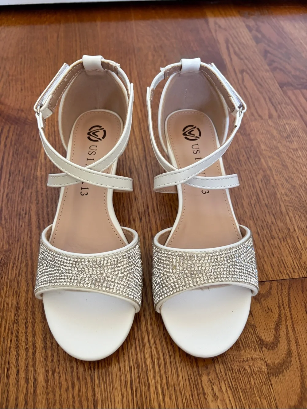 Girls' Sparkle Ankle-Strap Dress Sandals – White
